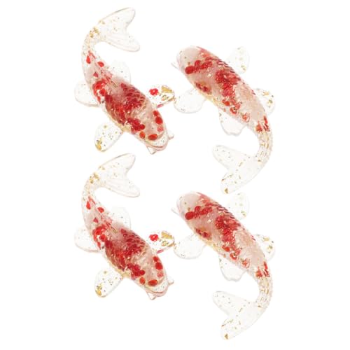 Gatuida 4 Stück Teiliges Kleine Kristallfisch Figuren aus Natürlichem Weißem und Rotem Glas mit Goldfolie Stabile Tischdekoration und Aquarium Zubehör Stilvolle und Langlebige von Gatuida