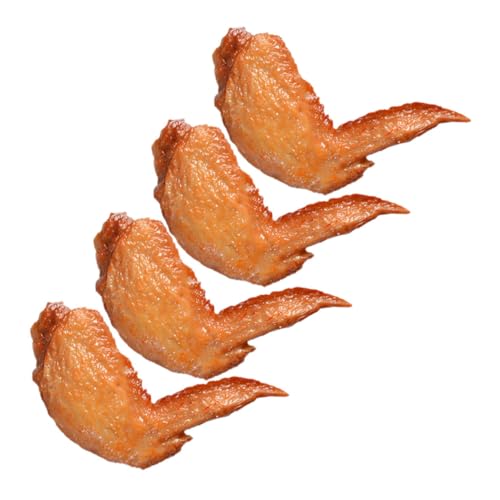 Gatuida 4 Stück Teiliges Lebensnahe PVC Hähnchenflügel Deko Modell Realistische Food Display Prop für Restaurant Küche Kindergarten Vielseitige Ausstellungs Dekoration von Gatuida