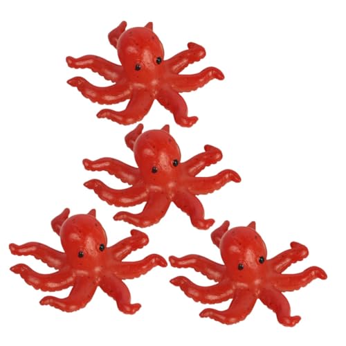 Gatuida 4 Stück Teiliges Mini Oktopus Modell aus PVC Realistische und Verschleißfeste Meeresfigur für Tischdekoration Gartenlandschaft und Kreatives Basteln Charmantes Meerestier Geschenk von Gatuida