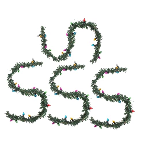 Gatuida 4 Stück Teiliges Mini Weihnachtsgirlanden mit Lichterkette Kleine Handgewebte Rattankränze Miniatur Weihnachtsdeko für Puppenhaus Vielseitige Winter und Partyatmosphäre von Gatuida