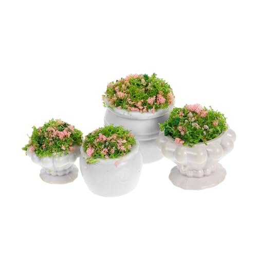 Gatuida 4 Stück Teiliges Miniatur Blumenbeet Modell Künstliche Pflanzen aus Stabilem Kunststoff Dekoratives DIY Landschafts für Architekturmodelle Spieltische und Mikro Szenen von Gatuida