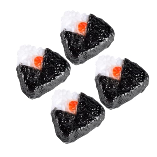 Gatuida 4 Stück Teiliges Miniatur Japanisches Reisbällchen Realistische Onigiri Modelle aus Handliche Deko für Puppenhaus Farbenfroher Snack nachbau Detailgetreu Glatte Oberfläche von Gatuida