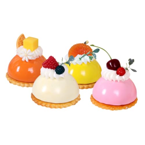 Gatuida 4 Stück Teiliges Miniatur Kuchen Deko Kühlschrankmagneten Realistische Französische Tortenmodelle in Rosa Orange Apricot und Gelb Detailgetreue Wohnaccessoires für Küche und von Gatuida