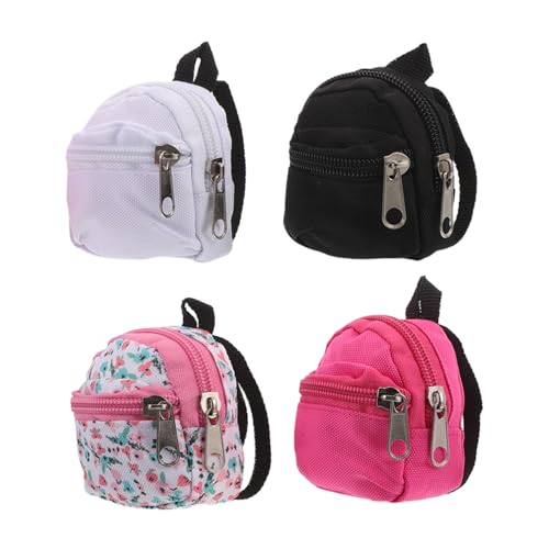 Gatuida 4 Stück Teiliges Miniatur Puppen Rucksack aus Polyester Leichthaltig und Strapazierfähig zum Kreativen DIY Gestalten Passend für Puppen als Schulranzen Zubehör für Rollenspiele und von Gatuida