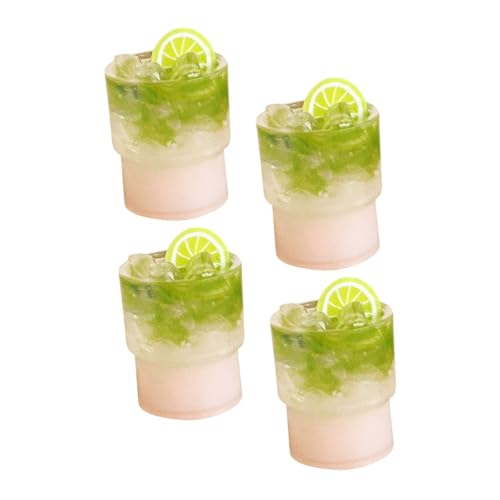 Gatuida 4stücke Miniatur-teeservice Für Puppenhäuser Miniatur-teetasse Miniatur-früchteteemodell Harzgetränke Puppenhaus-küchenmodell Kleine Getränkemodelle von Gatuida