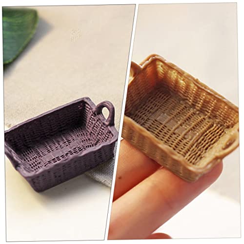 Gatuida 4 Stück Teiliges Miniaturkorb aus Langlebigem Harz Realistische Mini Aufbewahrungskörbe für Puppenhausdekoration Vielseitig als Deko und Geeignet für Sammler von Gatuida