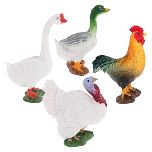 Gatuida 4 Stück Teiliges Set Mini Farm Animal Figuren Realistische Enten Gänse und Hühner Robuste Transportable Kunststoff Poultry Modelle für Lernspielzeug und Tischdekoration von Gatuida