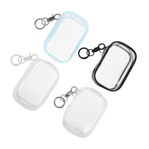 Gatuida 4 Stück Teiliges Transparente PVC Aufbewahrungstaschen mit Schlüsselanhänger Kompakte Tragbare Organizer für Plüschpuppen und Sammelfiguren Modische Kleine Quadrattaschen für von Gatuida
