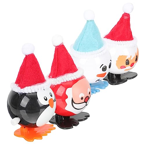 Gatuida 4 Stück Teiliges Weihnachts Aufziehspielzeug mit Santa Schneemann Pinguin und Zipfelmütze Lustige Tischfiguren Kindgerecht Sichere Oberfläche als Mitgebsel von Gatuida