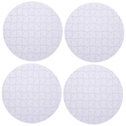 Gatuida 4 Stück Teiliges Weißes Sublimations Puzzle Rundes DIY Heat Transfer Puzzle mit Schimmernder Oberfläche zum Individuellen Bedrucken und Basteln als Personalisiertes von Gatuida