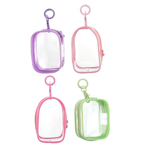 Gatuida 4 Stück Transparente Mini Puppentasche mit Schlüsselanhänger Wasserfeste Tragbare Sammelfiguren Aufbewahrungstasche Leichter Organizer für Figuren für Reisen und Dekoration von Gatuida