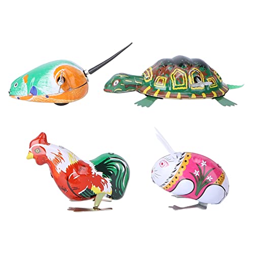 Gatuida 4-Teiliges Blatt Aufzieh kinderspielzeug Animal-Design Toys for Toys for Boy Toys Kaninchen Tierspielzeug aufziehen Uhrwerk Eisenblech von Gatuida