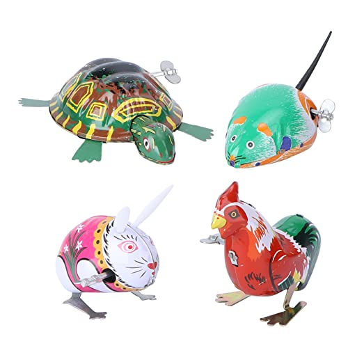 Gatuida 4-Teiliges Blatt tierisches uhrwerk kinderspielzeug Boy Toys Toys Kaninchen Uhrwerk- für Tierisches Aufziehspielzeug Eisenblech von Gatuida