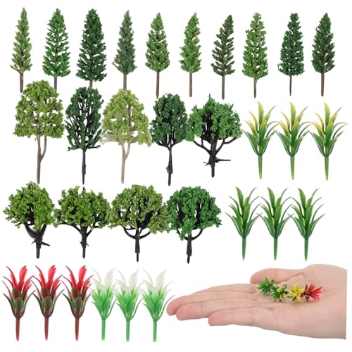 Gatuida 40 Stück Teiliges Miniatur-bäume aus Robustem Kunststoff Realistische Modellbäume für DIY Mikro-landschaften Lebensechte Mini Pflanzen für Modelleisenbahn Bastelbedarf von Gatuida