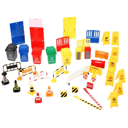 Gatuida 40 Stück Teiliges Verkehrszeichen Spielset für Pädagogisches Lernspielzeug Straßensimulation Bunte Verkehrsbarrieren und Straßenschilder für Verkehrserziehung und Fantasievolles von Gatuida