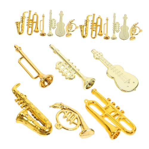 Gatuida 48 Stück Miniatur Musikinstrumenten Set aus Teilig Puppenhaus Zubehör Kleine Violine Trompete Saxophon Französisches Horn Weihnachtsbaum und Musikparty Dekoration für von Gatuida