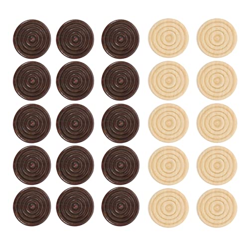 Gatuida 48Stücke Runde Holz Checkers Spiel Zubehör Schachfiguren für Brettspiele Holzfarbe für Pädagogisches und Entwicklung von Fähigkeiten von Gatuida
