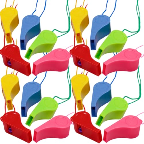 Gatuida 48Stücke Schiedsrichterpfeifen mit Lanyard Kunststoffpfeifen für Training Sport Partys und Spiele für Wettkämpfe und Freizeitaktivitäten von Gatuida