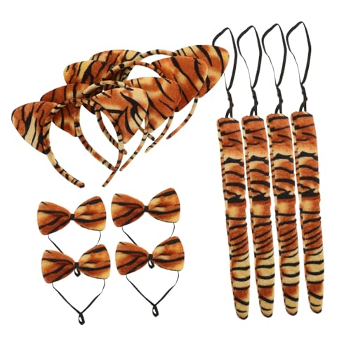 Gatuida 4Sätze Tiger Kostüm mit Haarband Fliege und Teiliges Kostümzubehör für Karneval Halloween und Cosplay Events von Gatuida