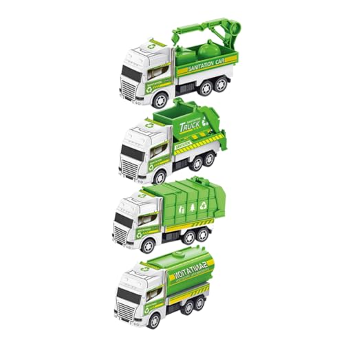Gatuida 4Stücke Mini Müllwagen Spielzeugset Friktionsspielzeug für Simulation von Sanitärfahrzeugen für Jungen und Mädchen Fördert Kreativität und Farberkennung von Gatuida