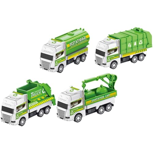 Gatuida 4 Stücke Müllwagen Spielzeug für Kinder Robuste Plastik Müllautos mit Reibungskraft Lehrreiches Spielzeug für Kleinkinder Fördert Kreativität und Hand Auge Koordination von Gatuida