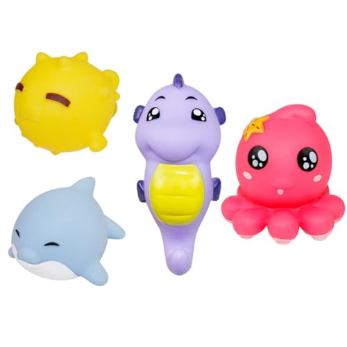 Gatuida 4Stücke Teiliges Lustiges Badespielzeug für Quietschendes Tier und Octopus Form für Badewanne und Wasserspaß Geeignet für Neugeborene und Kleinkinder von Gatuida