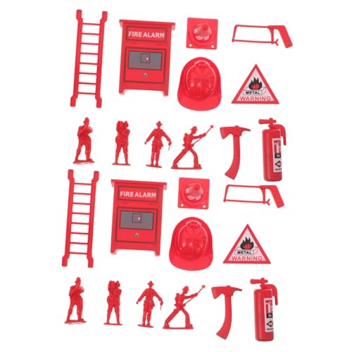 Gatuida 5 Sätze Feuerwehrmann Spielfiguren Spielset mit Mini Feuerlöschern und Feuerwache Zubehör für Puppenhaus Rollenspiel Teamspiel von Gatuida