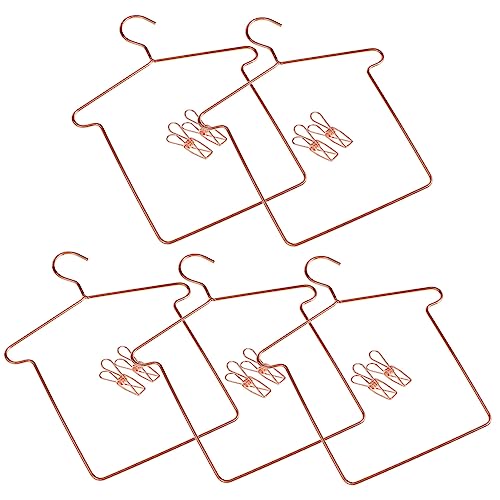 Gatuida 5 Sätze Mini-puppenaufhänger Miniatur Klein Kleiderbügel Für Minipuppen Clip Kleidung Gestell Kindergarten Rock Zinn Winzig Kleiderständer Metallkleiderbügel Eisen Rose Gold von Gatuida