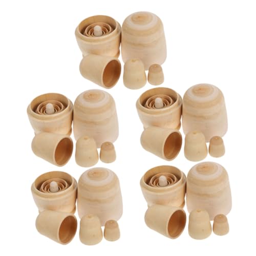 Gatuida 5 Sätze Teiliges DIY Holz Unbemalte Russische Verschachtelungspuppen aus Langlebigem Holz für Familienaktivitäten Künstlerisches Bemalen und Kreative Geschenkideen von Gatuida