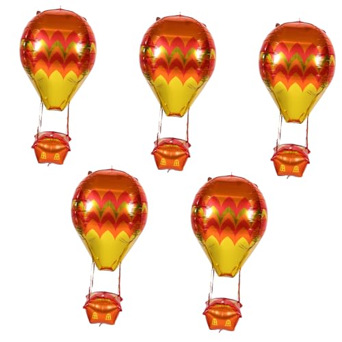 Gatuida 5 Stück Heißluftballon Aluminiumfolienballon Reise-Party-Ballons Dekorationen für Hochzeitsballons Layout -Requisite Ballondekorationen zum Geburtstag Partydekorationen Orange von Gatuida