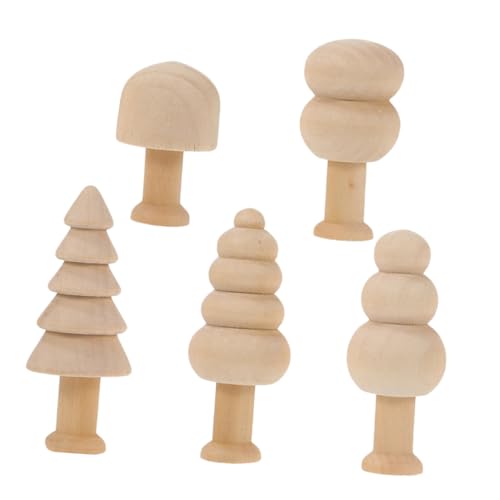 Gatuida 5stücke Unbemalte Holzfiguren Und Bäume Kreative -malsets Für Mädchen Holzpilze Und Bäume Als Weihnachtsdekoration Bastelmaterial Für Familie Und von Gatuida