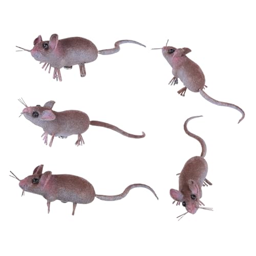 Gatuida 5 Stück Insektenmausmodell gefälscht klein winzig Ornament Mini - Form falsche Mäuse realistische Mausfiguren Mäuse Requisiten falsche Spielzeugmäuse lebensechte Ton von Gatuida