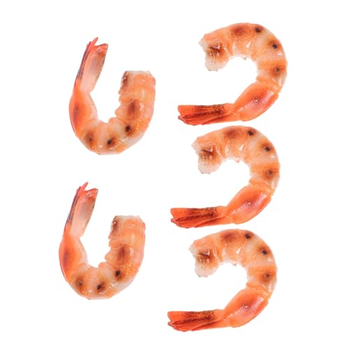 Gatuida 5 Stück Künstliche Garnelen Modelle aus Langlebigem PVC Realistisch Gekochte Fake Shrimps für Küchen Restaurant und Fotodekoration Vielseitige Deko für Zuhause und Party von Gatuida