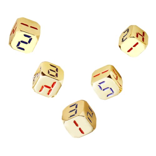 Gatuida 5 Stück Metall Würfel Goldfarbene Zahlenwürfel mit Abgerundeten Ecken Glatte Oberfläche Kompakte Spielwürfel für Brettspiele Partydeko und Lernprojekte von Gatuida