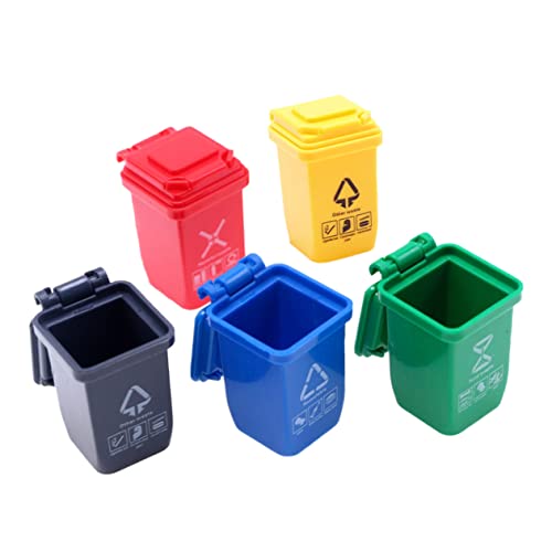 Gatuida 5 Stück Mini Mülleimer Figurine Puppenhaus Dekoration Sandtisch Modell Glatte Oberfläche Vielseitig für DIY Miniatur für Spielszene und Wohnaccessoire von Gatuida