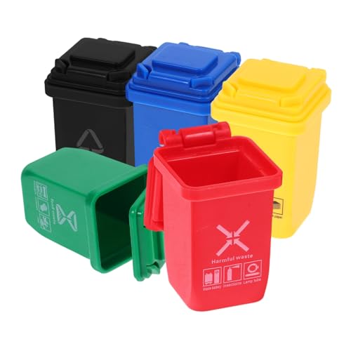 Gatuida 5 Stück Mini-Mülleimer Party Mini- -Mülltonne Miniatur Wheelie Bin Kücheneimer Mini Müll 1: spielzeugmülltonne müll sortieren Garbage Bins Toy Puppenhausmüll Plastik von Gatuida
