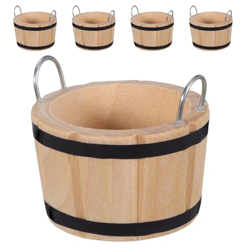 Gatuida 5 Stück Miniatur-Holzeimer – Mini-Holz-Puppenhausfass mit Griffen – Kleiner Holzeimer für Miniatur-Spielzeugküche, Puppenhaus, Garten, Minihaus Gatuida 5 Stück Miniatur-Holzeimer – Mini-Holz-Puppenhausfass mit Griffen – Kleiner Holzeimer für Miniatur-Spielzeugküche, Puppenhaus, Garten, Minihaus von Gatuida