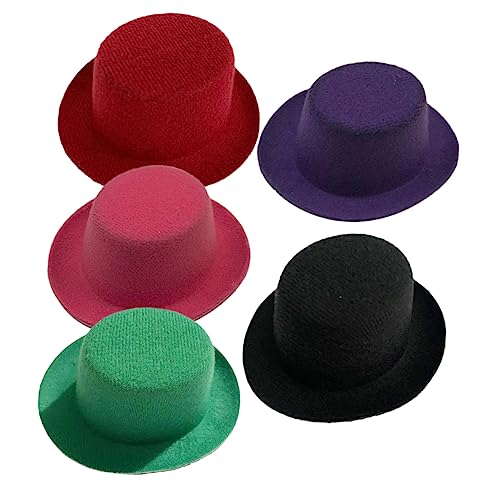 Gatuida 5 Stück Miniaturhüte für Puppen Dekorative Bastelhüte Grasgrün Dunkellila Schwarz Weinrot für DIY Projekte und Puppenfotos von Gatuida