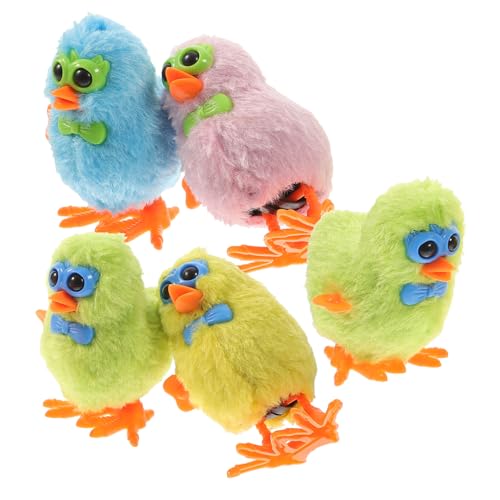 Gatuida 5 Stück Teiliges Aufziehspielzeug Kleine Plüsch Küken mit Sonnenbrille Lustige Hüpfende Mechanikspielzeuge für Partygeschenke und Osterdekoration Sicher und Zufällige Farbe von Gatuida