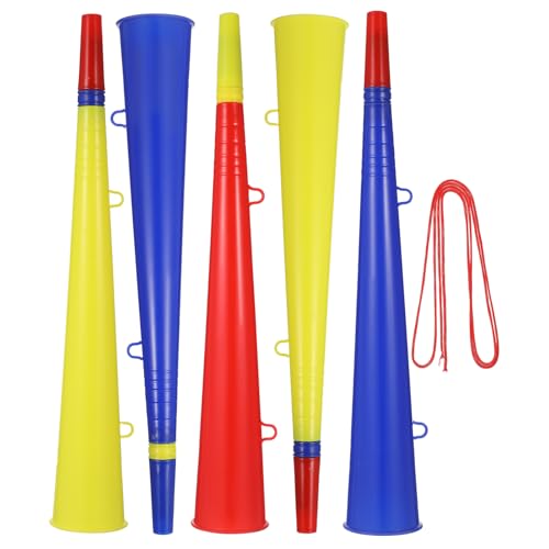 Gatuida 5 Stück Teiliges Bunte Kunststoff Trompeten für Sportevents Lauter Fußball Cheer Horn für Spiele Feste und Partys Robustes Material Sicher und Langlebig für Fans und Zuschauer von Gatuida