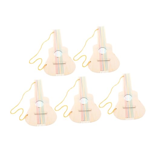 Gatuida 5 Stück Teiliges DIY Holzgitarren für Unbemalte Robuste Holzgitarre mit Glatten Kanten zum Bemalen Fördert Kreativität Vorstellungskraft und Feinmotorik bei Jungen und Mädchen von Gatuida