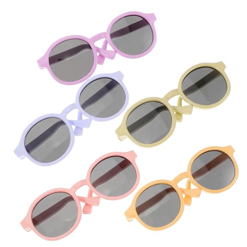 Gatuida 5 Stück Teiliges Puppensonnenbrillen Mini Kunststoff Sonnenbrillen für Puppenhaus Deko Leicht und Robust Puppenaccessoires für Kreative Kostümierung von Gatuida