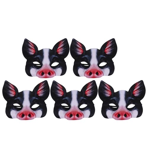 Gatuida 5-teilige Schweinemaske – süße Tierkopfmaske – Maskerade, Karneval, Karneval, Weihnachten, Verkleidung, Halloween, Kostümparty, Cosplay-Requisiten von Gatuida