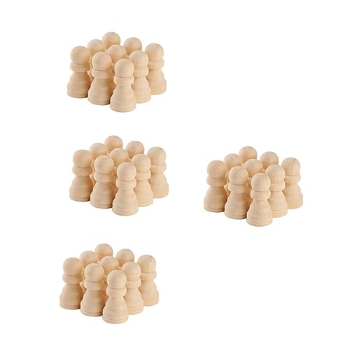 Gatuida 50 Stück Teiliges Naturbelassene Holz Schachfiguren Unbemalt Blanke Schachfiguren zum Bemalen DIY Bastelset für Kreatives Lernspiel Zubehör für Schachbrett von Gatuida