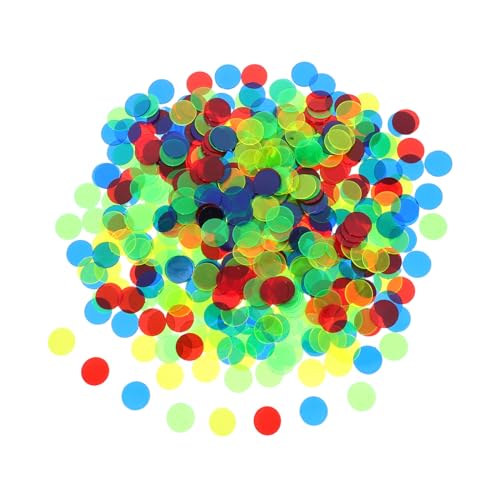 Gatuida 500 Stück Bunte Plastik Bingo Chips Zählmarken für Lernspiele und Partys Transparente Kunststoff Spielchips mit Zufälliger Farbmischung für Matheunterricht und Zufällige Farbe von Gatuida