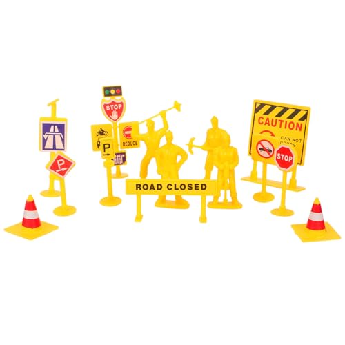Gatuida 6 Beutel Mini-Verkehrskegel, Verkehrszeichen, Konstruktionsspielzeug, pädagogisches Mikroszenenmodell, Warnschild, Straßensperre für Stadttechnik-Spiele von Gatuida