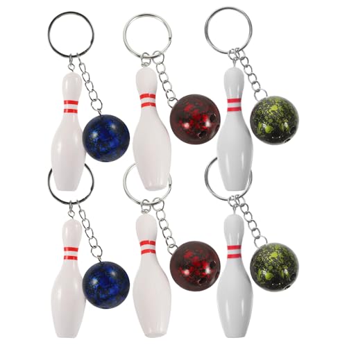 Gatuida 6 Bowling-Schlüsselanhänger in Großpackung: Sport-Mini-Bowlingkugel und Anstecknadel, Team-Athleten-Souvenir-Schlüsselring für Sportpartys, Rucksack-Anhänger von Gatuida