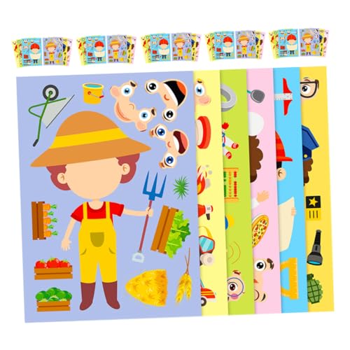 Gatuida 6 Sätze Berufswahl Puzzle Aufkleber Set DIY Anziehpuzzle Bunte Sticker für Schule Spiel Geburtstagsfeier Eltern Junge Mädchen Aktivität Lernspielzeug von Gatuida