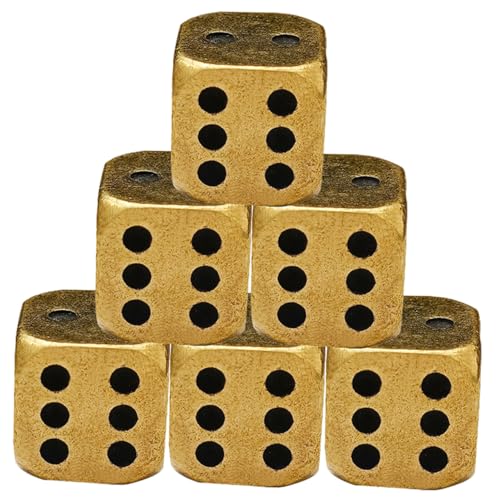 Gatuida 6 Stück Antike Messingwürfel Robuste Würfel für Spiele Partys und Dekoration Vintage Design für Bars Familienfeiern als oder Spielzubehör Hochwertige Würfel für Brettspiele und von Gatuida