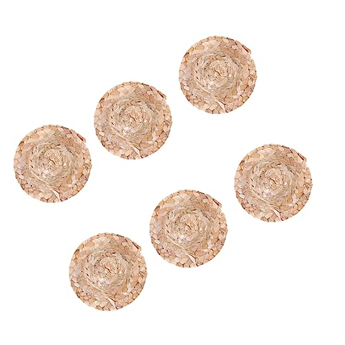 Gatuida 6 Stück Handgefertigte Mini Strohhüte für Puppen Breiter Rand Bastel Dekoration für DIY Projekte Geeignet für Puppen von Gatuida